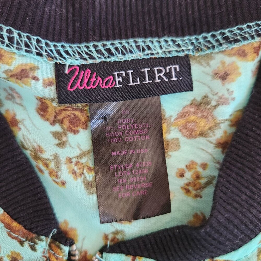 Ultra Flirt Floral Print Zip-Up Bomber Jacket Fairy Garden Feminine Summer Cute - Picture 4 of 6